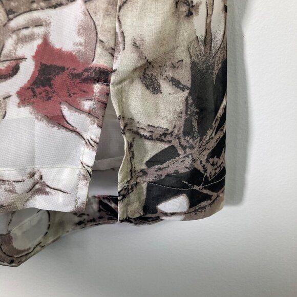 Womens Entro Floral Top Sleeveless Tie Neck Lined Tan Pink M‎ - Picture 4 of 7